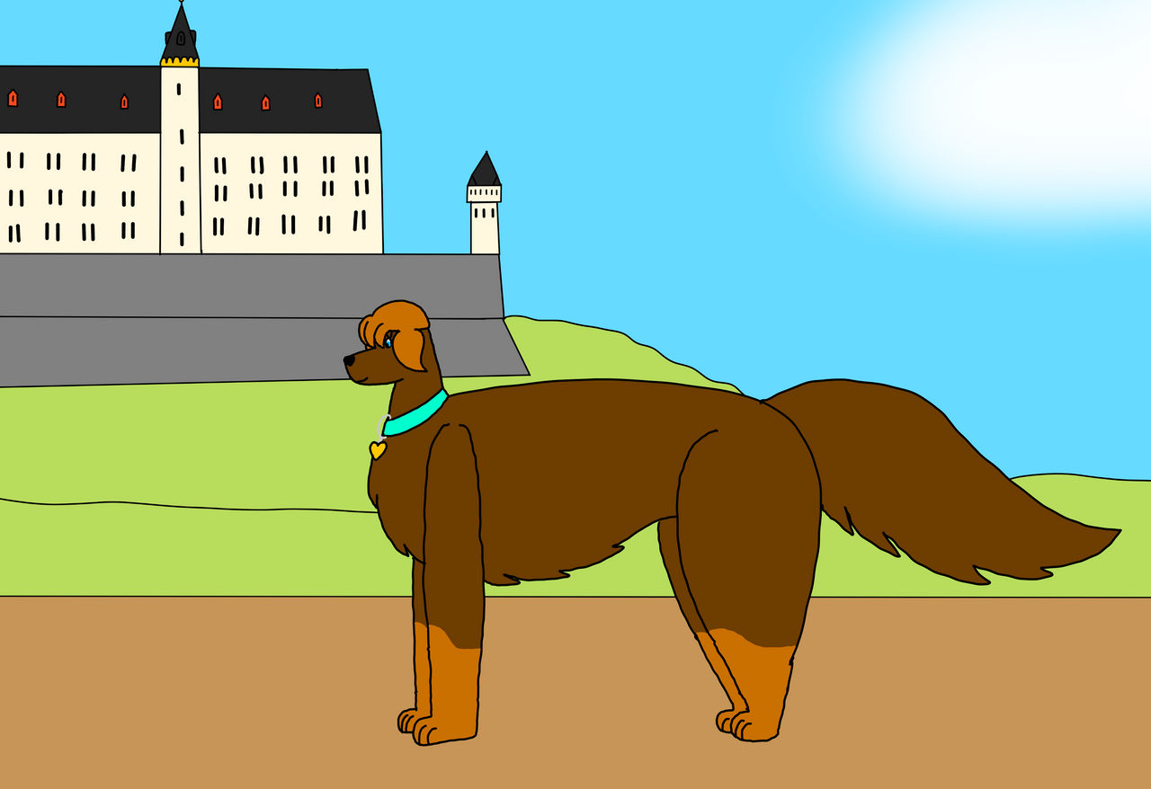 Riley in front a castle by Blairscartoons on DeviantArt