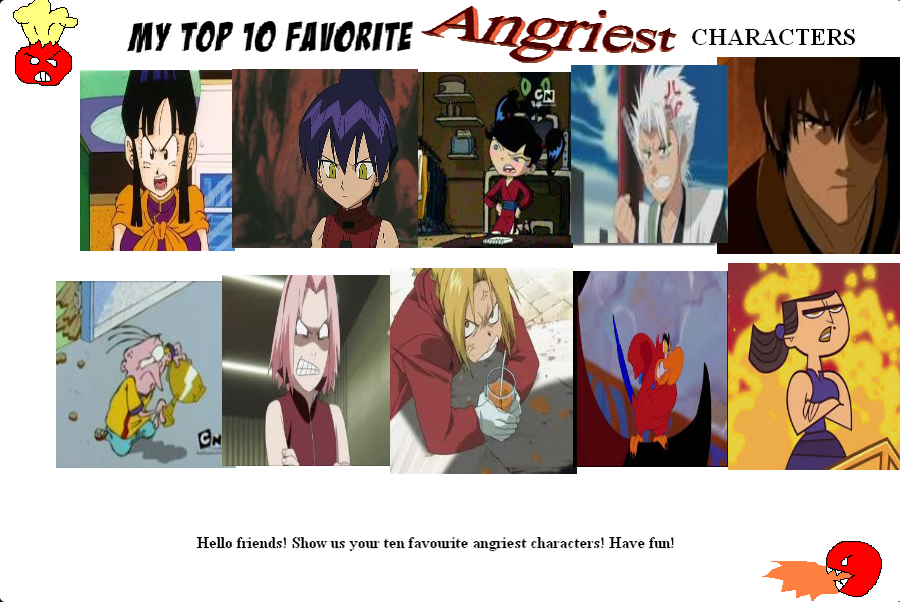 Indignant Characters Favorite Top Ten Angry Characters by SmoothCriminalGirl16 on DeviantArt