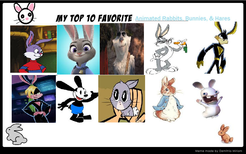 Top 10 Animated Rabbits by SmoothCriminalGirl16 on DeviantArt