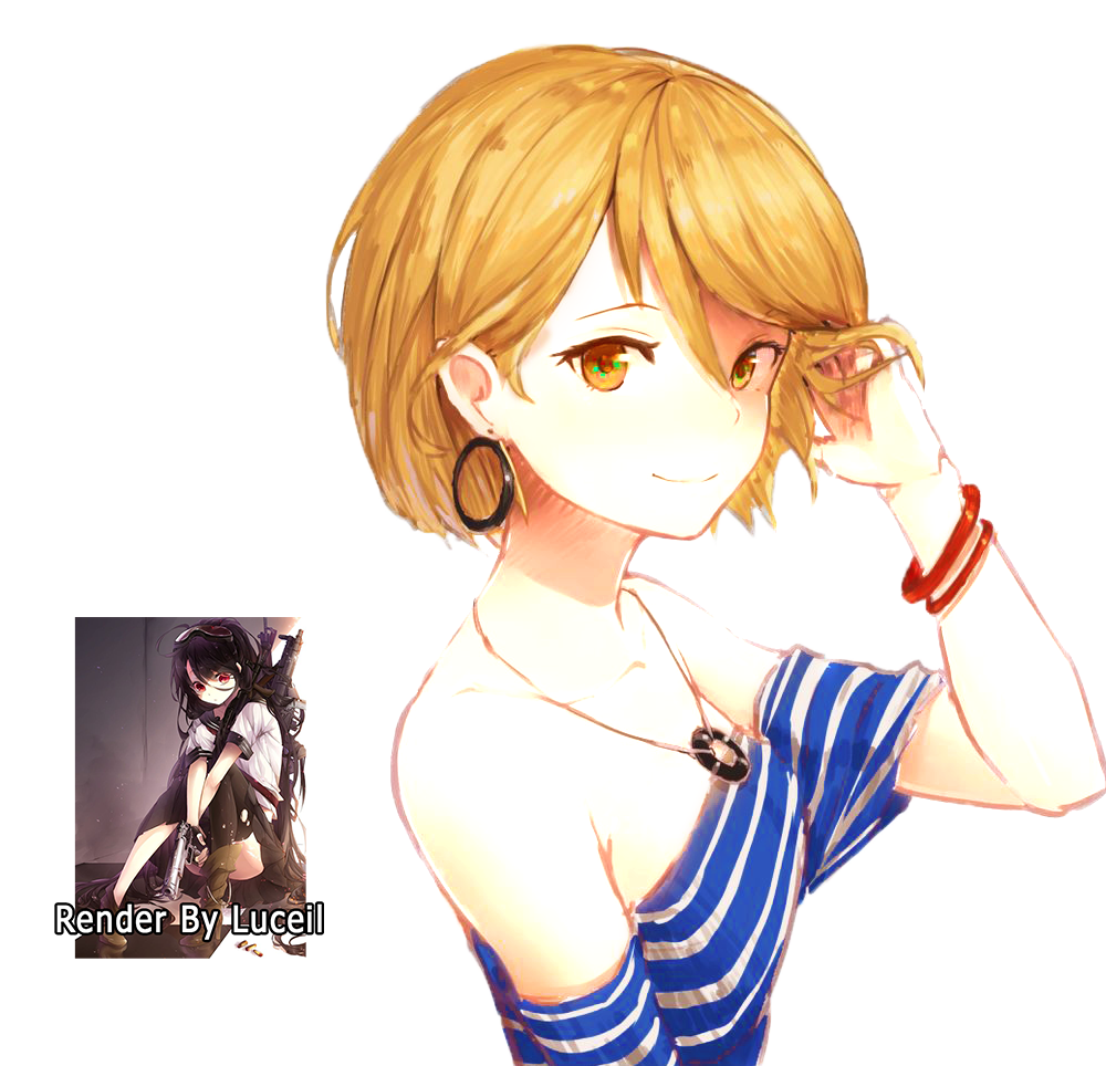 Anime Girl with Short Hair Render