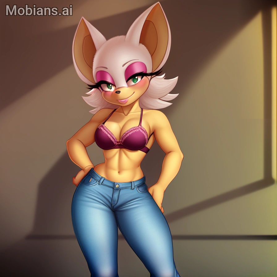 Rouge in bra and jeans 2