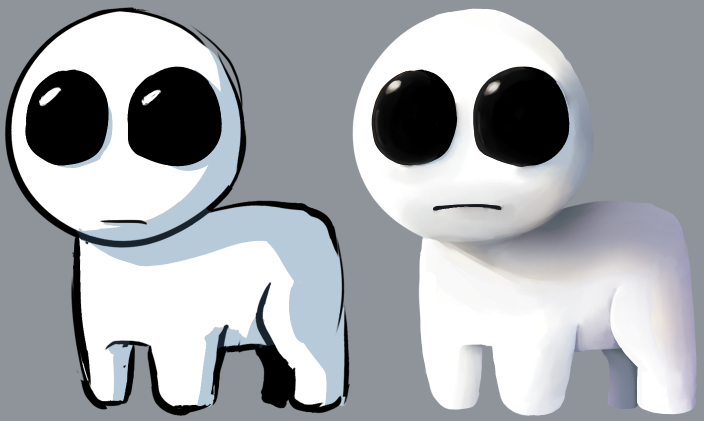 Tbh Creature Drawings (normal and rendered) by SmartSponge on