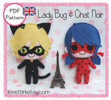 Miraculous Lady Bug and Chat Noir -  PDF pattern