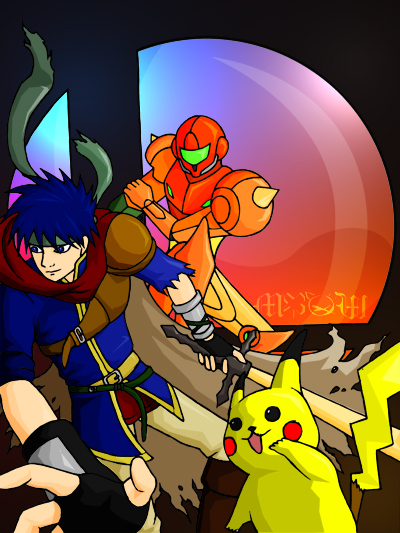 SSBB: Ike, Samus and Pikachu