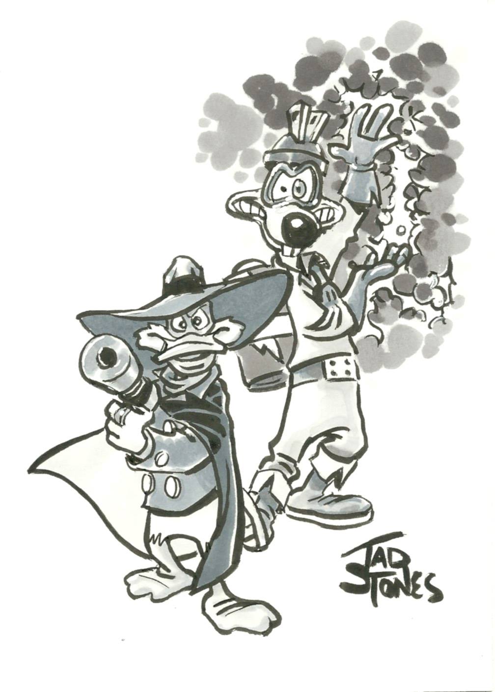 Darkwing and Megavolt by Tad Stones