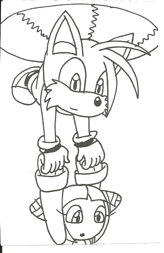 Tails flying with Cosmo