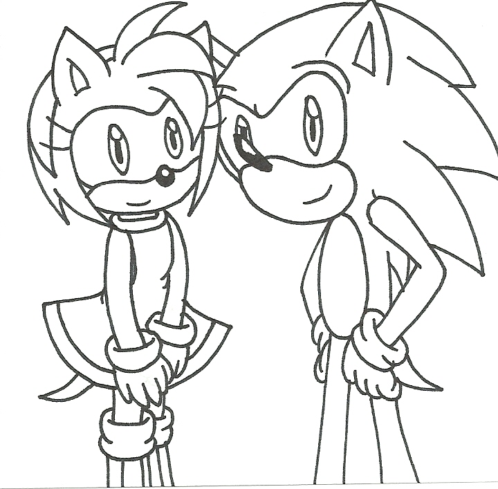 Sonic and Amy Uncolored by sonictopfan on DeviantArt