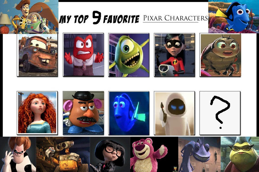 My Top 9 Pixar Characters by cmara on DeviantArt