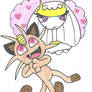 Meowth in love with Pheromosa