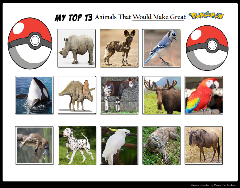 13 Animals that'd make good Pokemon by cmara on DeviantArt 13 Animals that'd make good Pokemon by cmara on DeviantArt