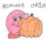 Kirby and a pumpkin