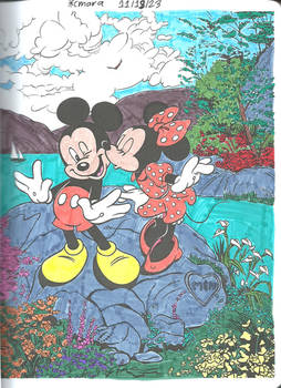 Mickey and Minnie smooch