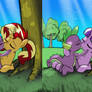 Spike and Twilight's 3 rivals sitting in a tree
