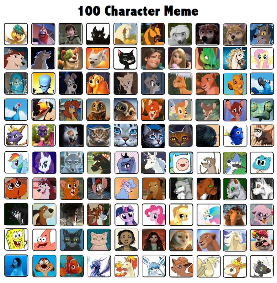 100 Character Meme by Co-beakling1 on DeviantArt