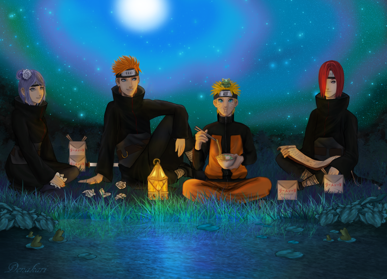 Frogs - Naruto, Nagato, Yahiko and Konan.