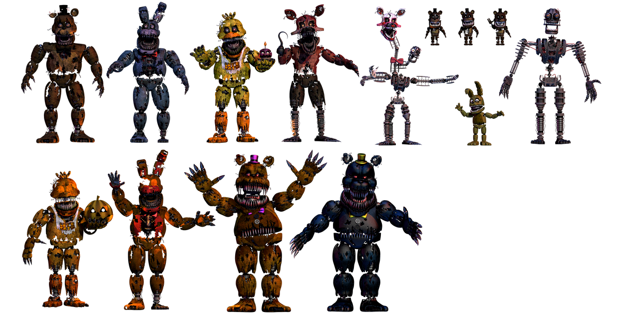 Pre Rotten Animatronics Render FNaF 4 Animatronics / (PNG) by Hujicespeeder on DeviantArt