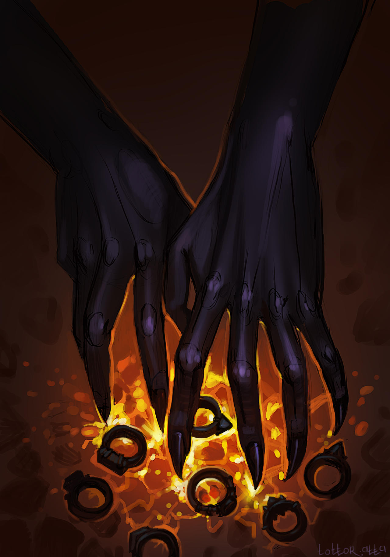 Sauron Giving Rings Sauron and seven rings by Tottor on DeviantArt