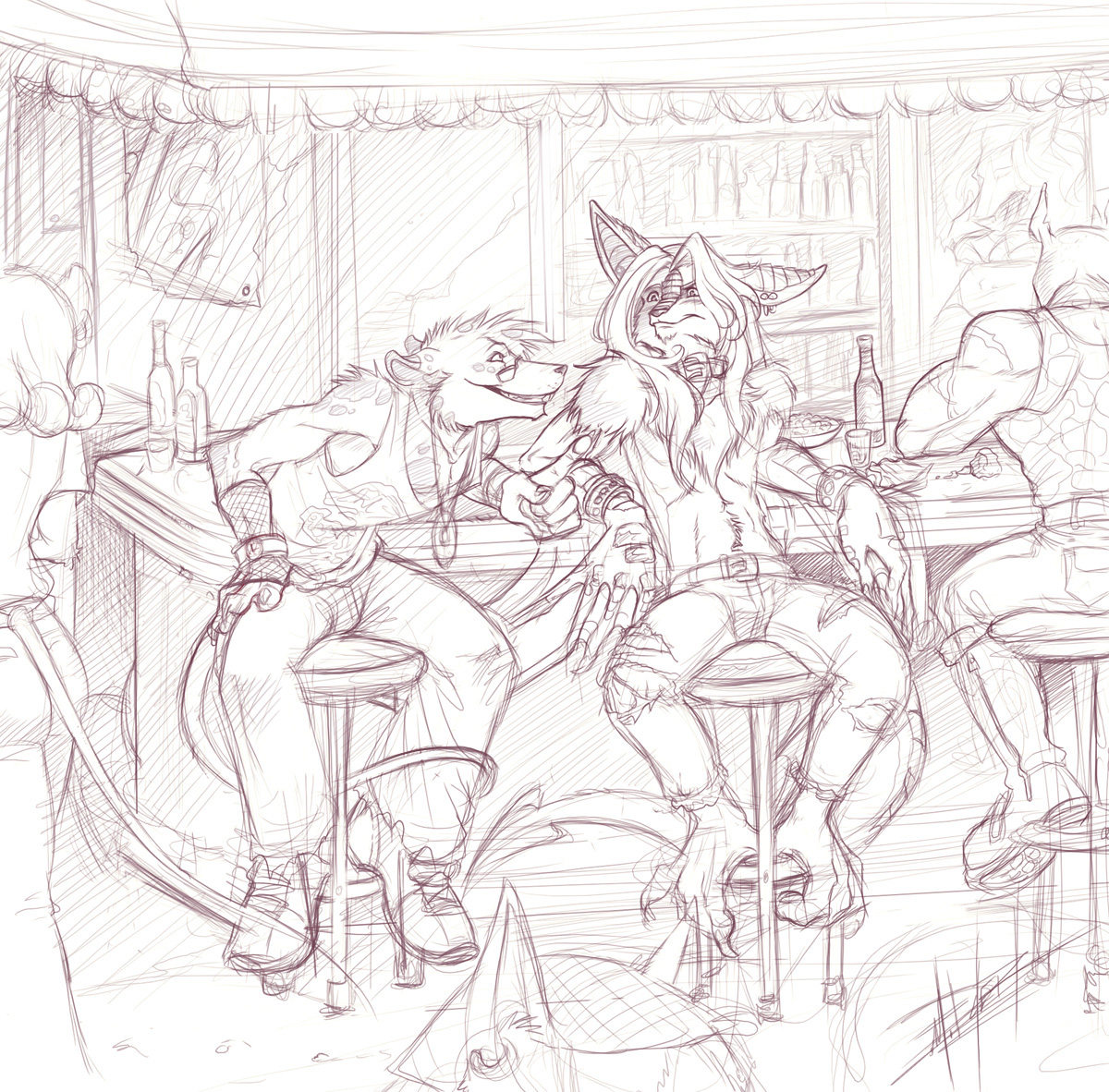 Sketch commission - Bar time