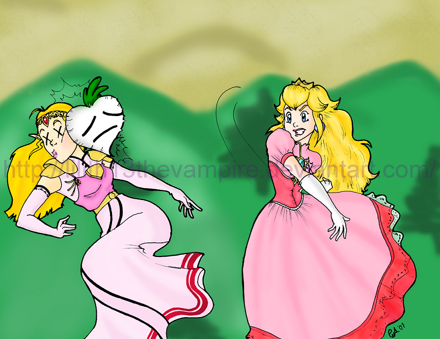 zelda vs peach-colored lineart