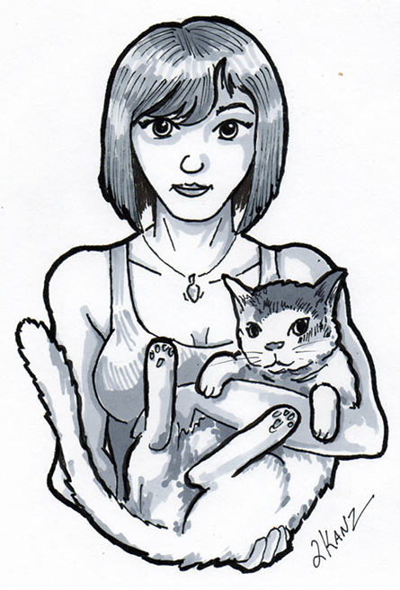 Girl And Cat005