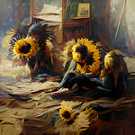 Sunflower Sisters by Phatpuppyart-Studios