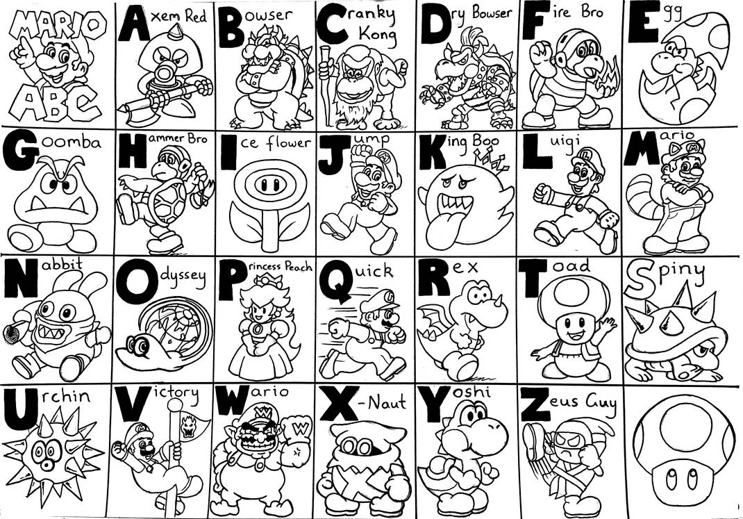 Super Mario ABC Chart Coloring Page by FunnyGissy on DeviantArt