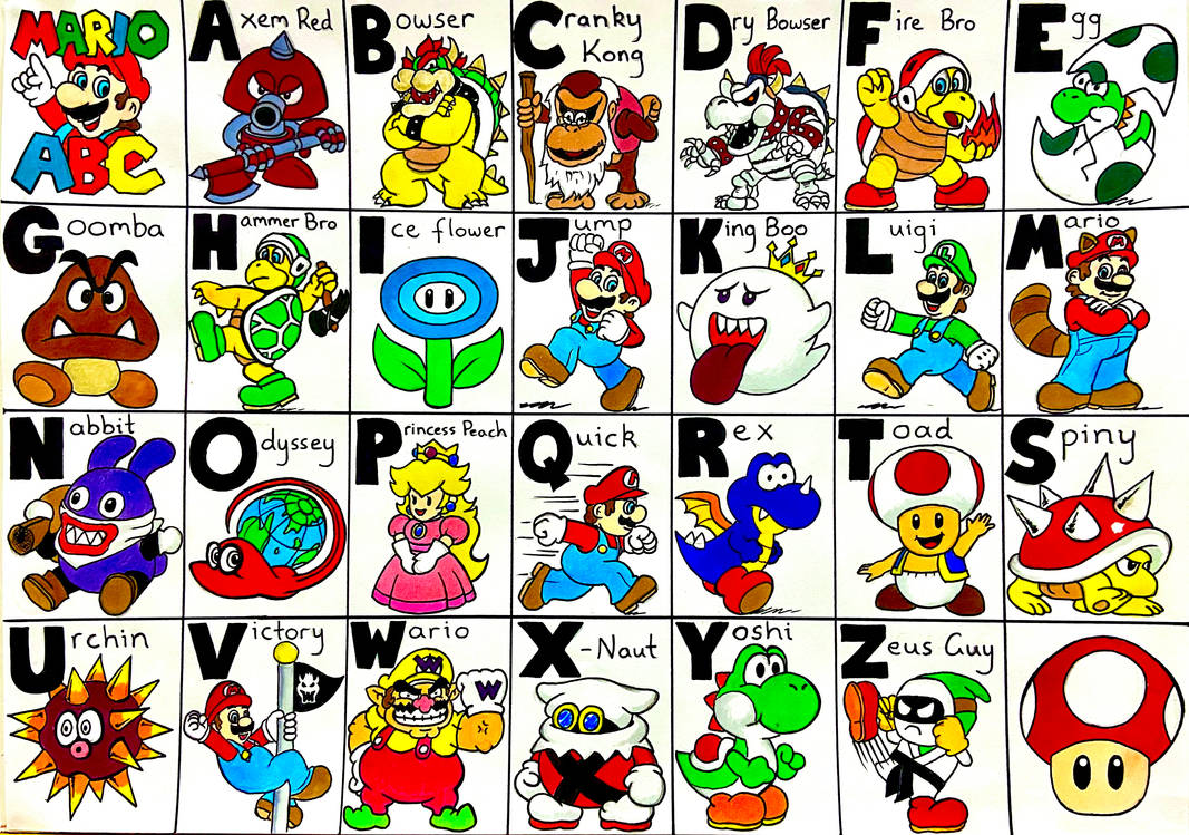 Mario Beginning Super Mario ABC Chart Colour by FunnyGissy on DeviantArt