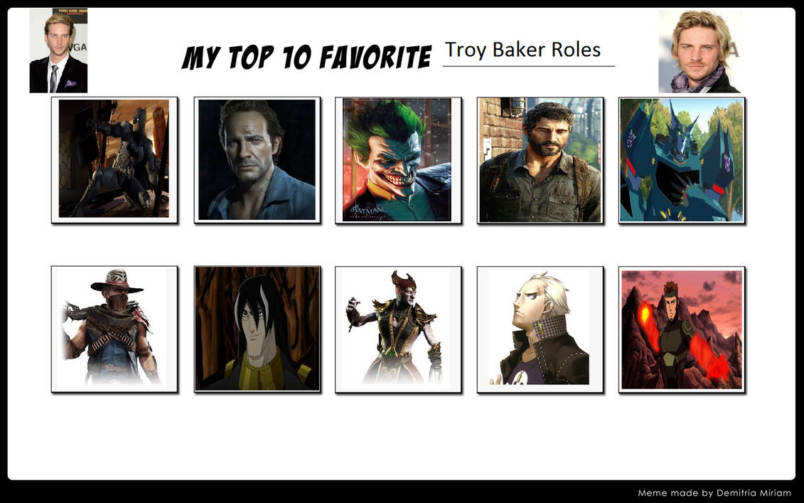 My Top 10 Favorite Troy Baker Roles by Tigerwolfphantom on DeviantArt