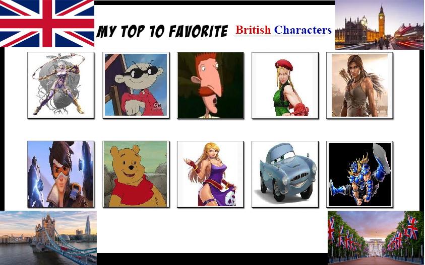 My Top 10 British Characters by RebeloftheDawn95 on DeviantArt