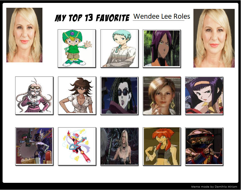 My Top 13 Wendee Lee Roles by RebeloftheDawn95 on DeviantArt