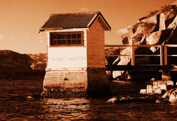 Cabin On The Harbour - Sepia Copy by davox1