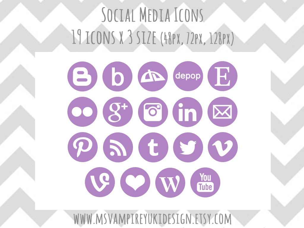 Social Media Icons Set - Purple