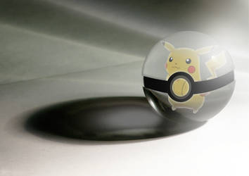 Pikachu inside Glass Pokeball