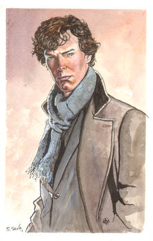 Benedict Cumberbatch Sherlock Holmes Watercolor...