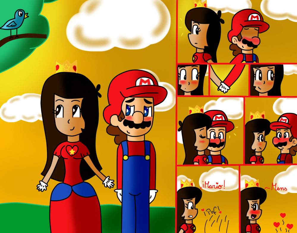 Mario X Emely Princess love star gives a little ki