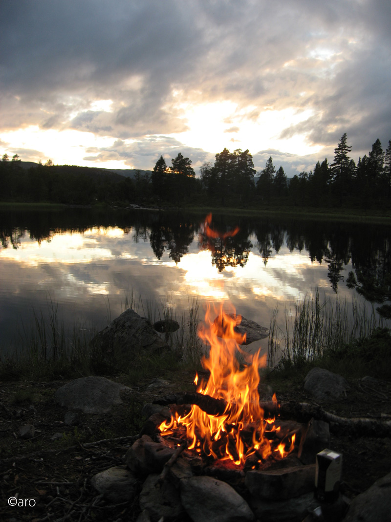 Lake and fire