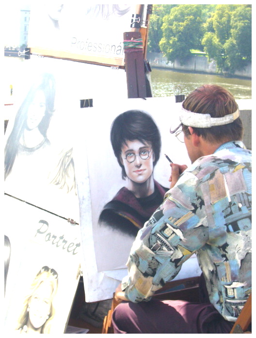 drawing on Charles bridge