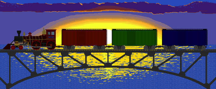 Train in Front of Sunset