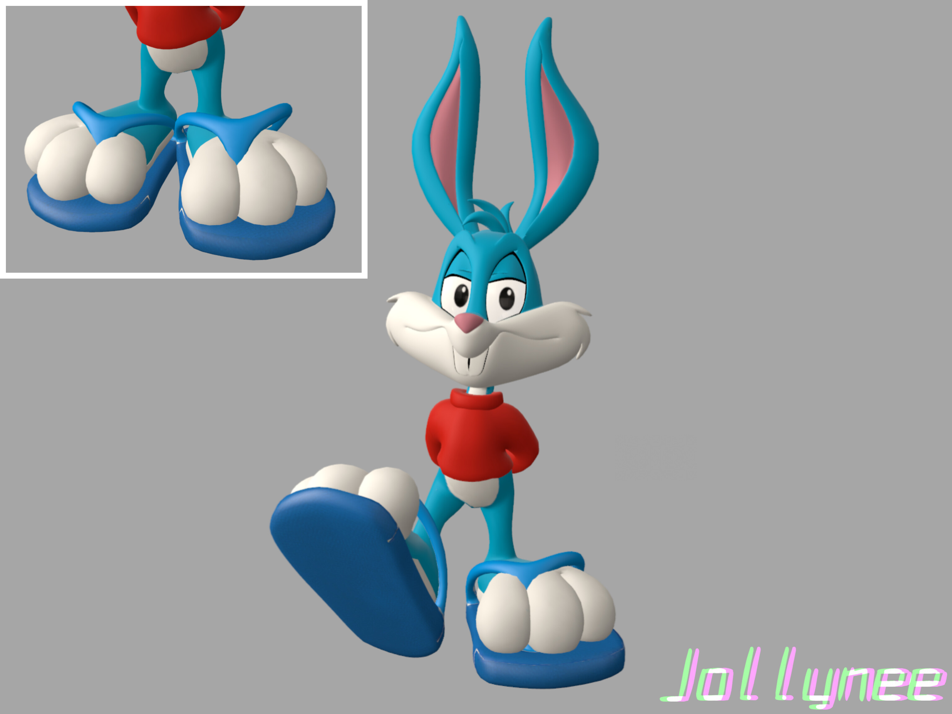 Comm: Buster Bunny wearing flip flops by Jollynee on DeviantArt