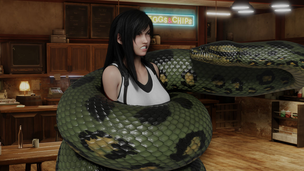 Snake Squeeze Tifa (Snake Commission #14) by RebelScum5420 on DeviantArt