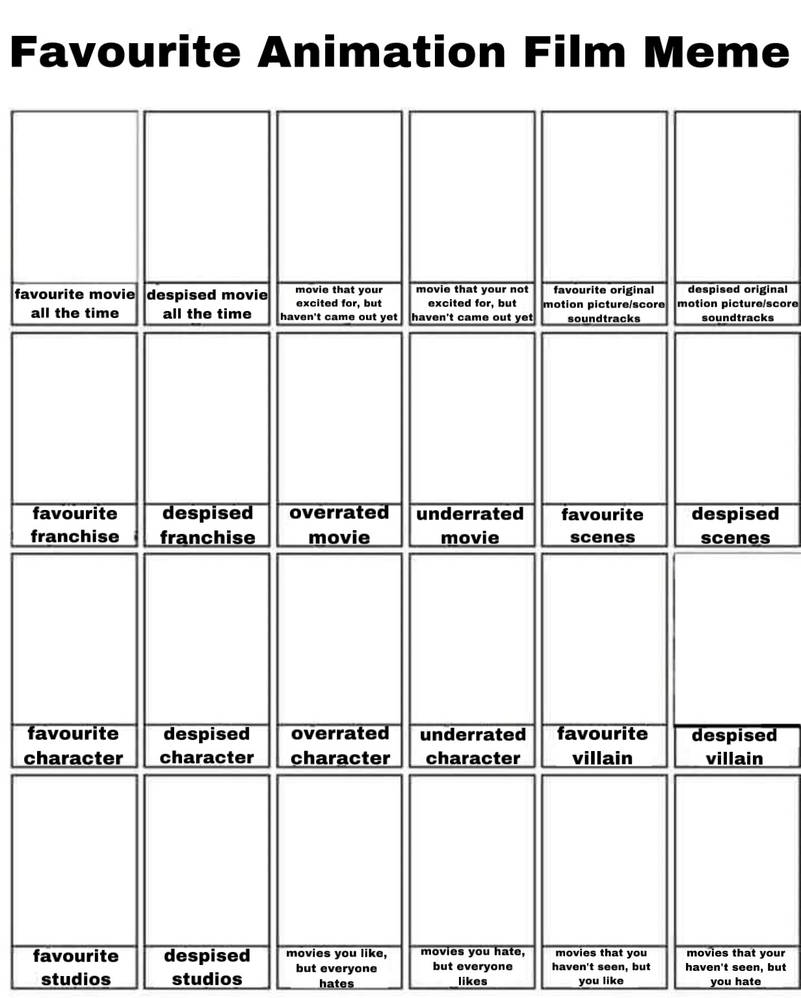 Favourite Animation Film Meme Template by LancedSoul on DeviantArt Favourite Animation Film Meme Template by LancedSoul on DeviantArt