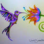 colibri y la flor del arco iri