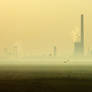 foggy power plant