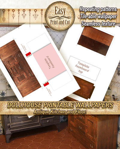 Printable Antique Wood Sideboard Papercraft 01 By