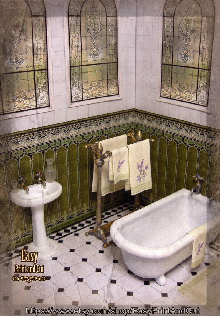 Printable miniature Victorian Bathroom Wallpaper 2 by AnnaBellLeeArt on ... Printable miniature Victorian Bathroom Wallpaper 2 by AnnaBellLeeArt on ...