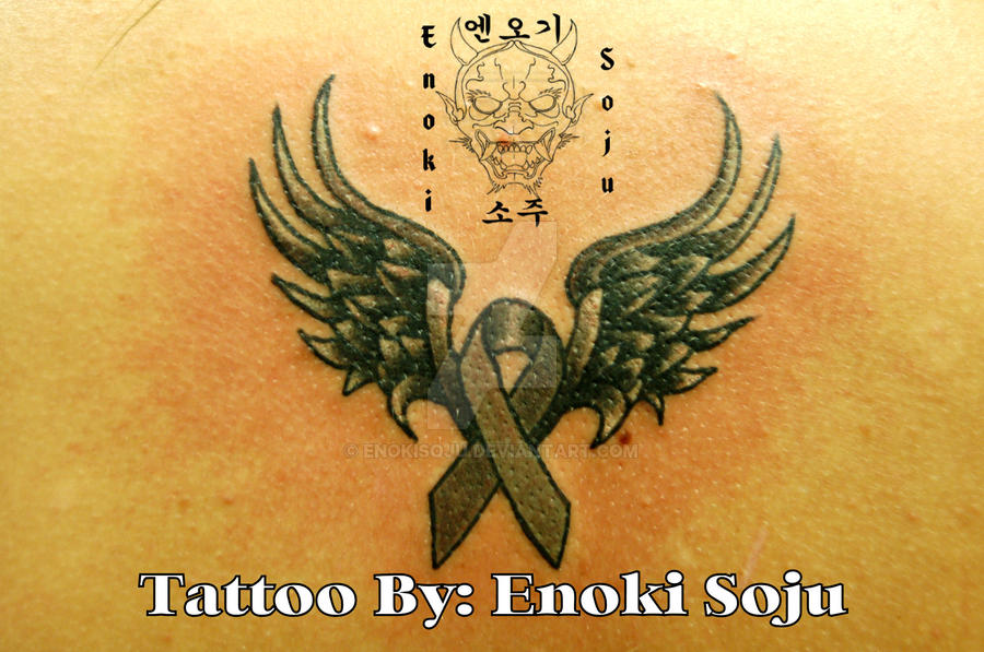 Brain Cancer Ribbon w/Wings Tattoo by enokisoju on DeviantArt