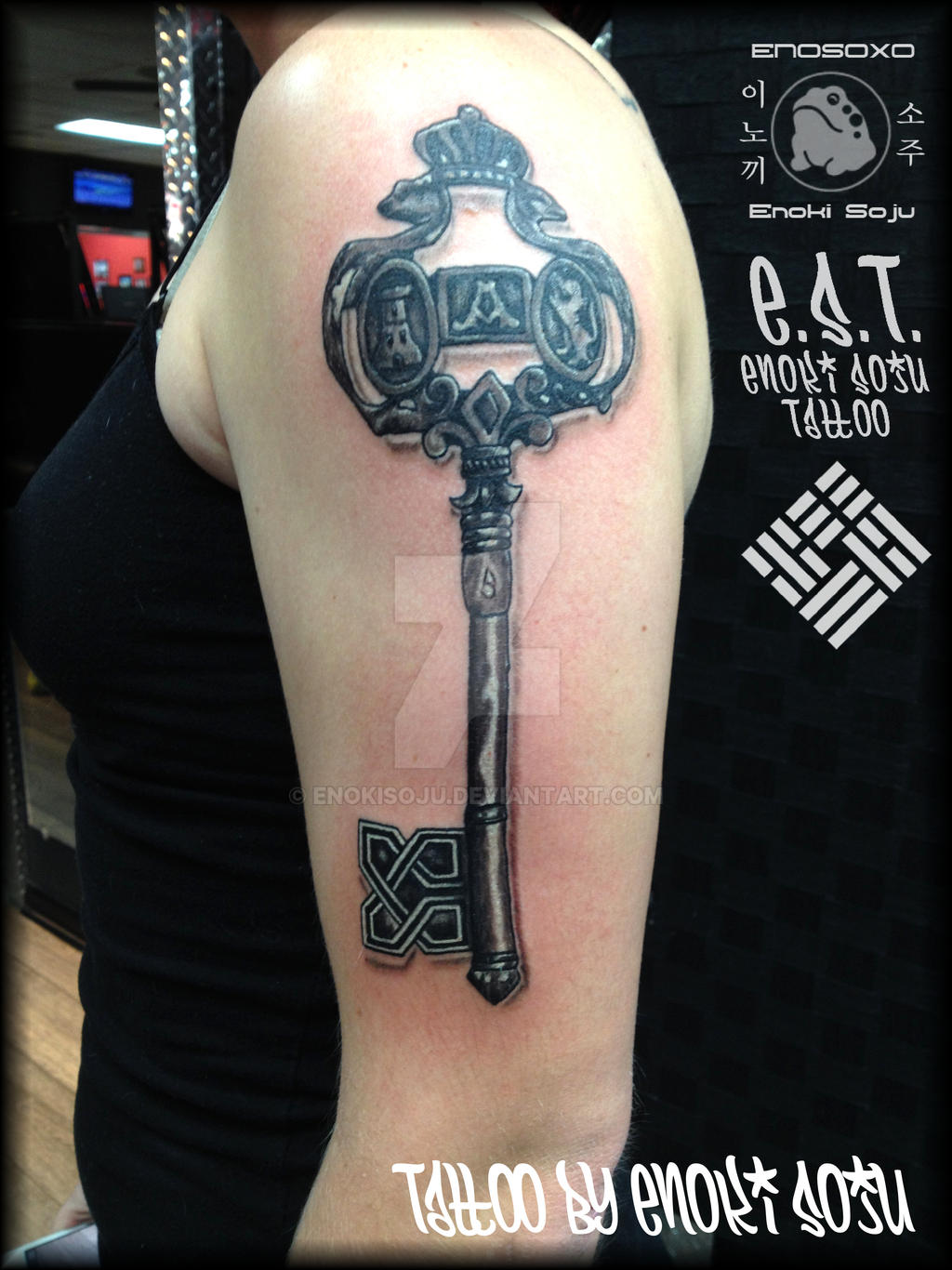 Customized Skeleton / Antique Key Tattoo By Enoki by enokisoju on
