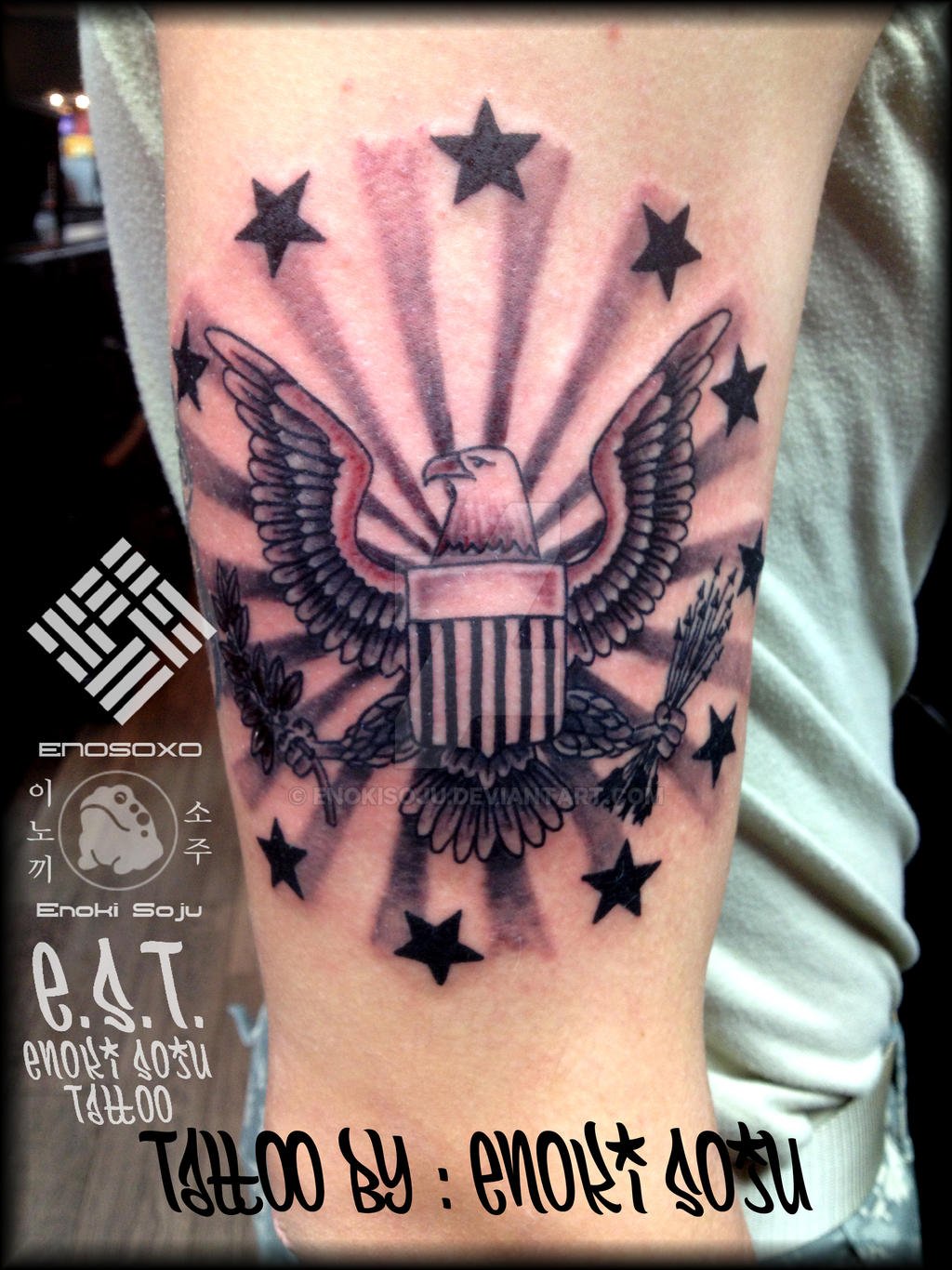 American Eagle And Star With Rays Tattoo By Enoki By Enokisoju On american-eagle-and-star-with-rays-tattoo-by-enoki-by-enokisoju-on