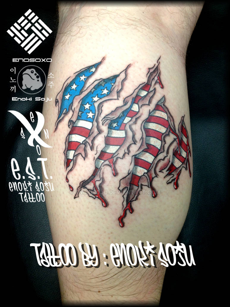Custom Skin Rip American Flag Tattoo by Enoki Soju by enokisoju on