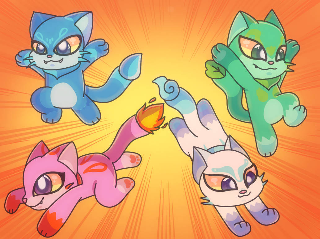 elemental cats redraw by Watermelonthecat on DeviantArt
